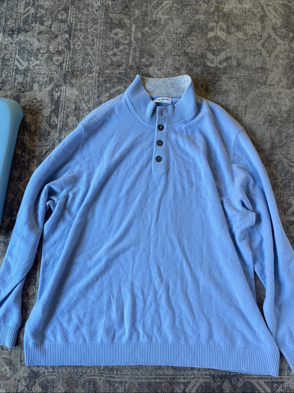 Tommy Bahama Sky Blue Button-Neck Knit Pullover